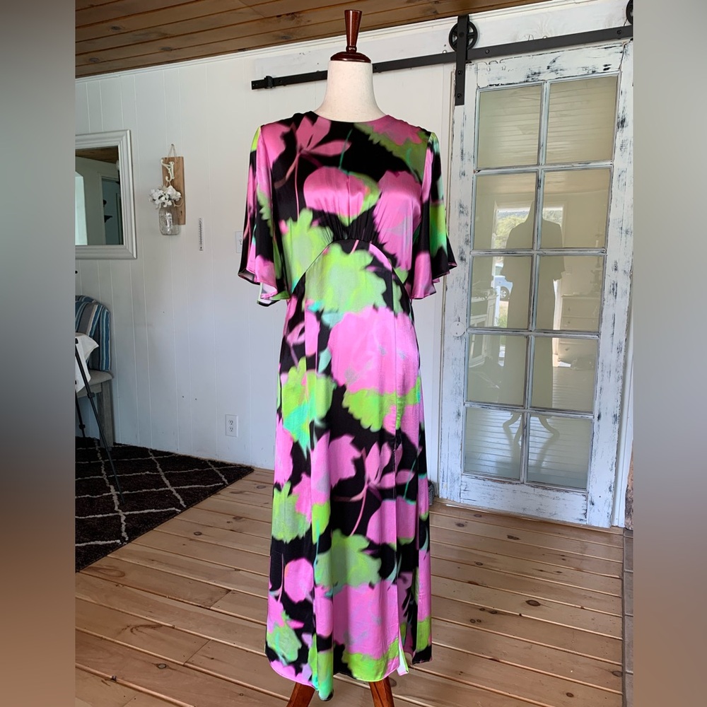 Topshop amazing flower print sateen rayon dress